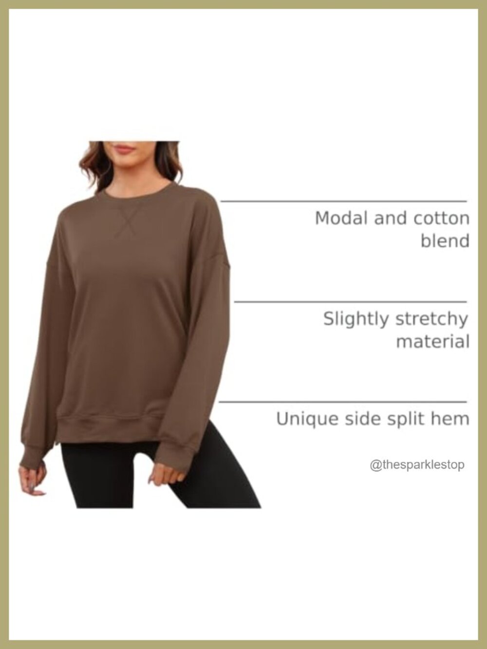Women's Crewneck Sweatshirt Long Sleeve Tunic Top Relaxed Fit Side Split Fall - Picture 3 of 5